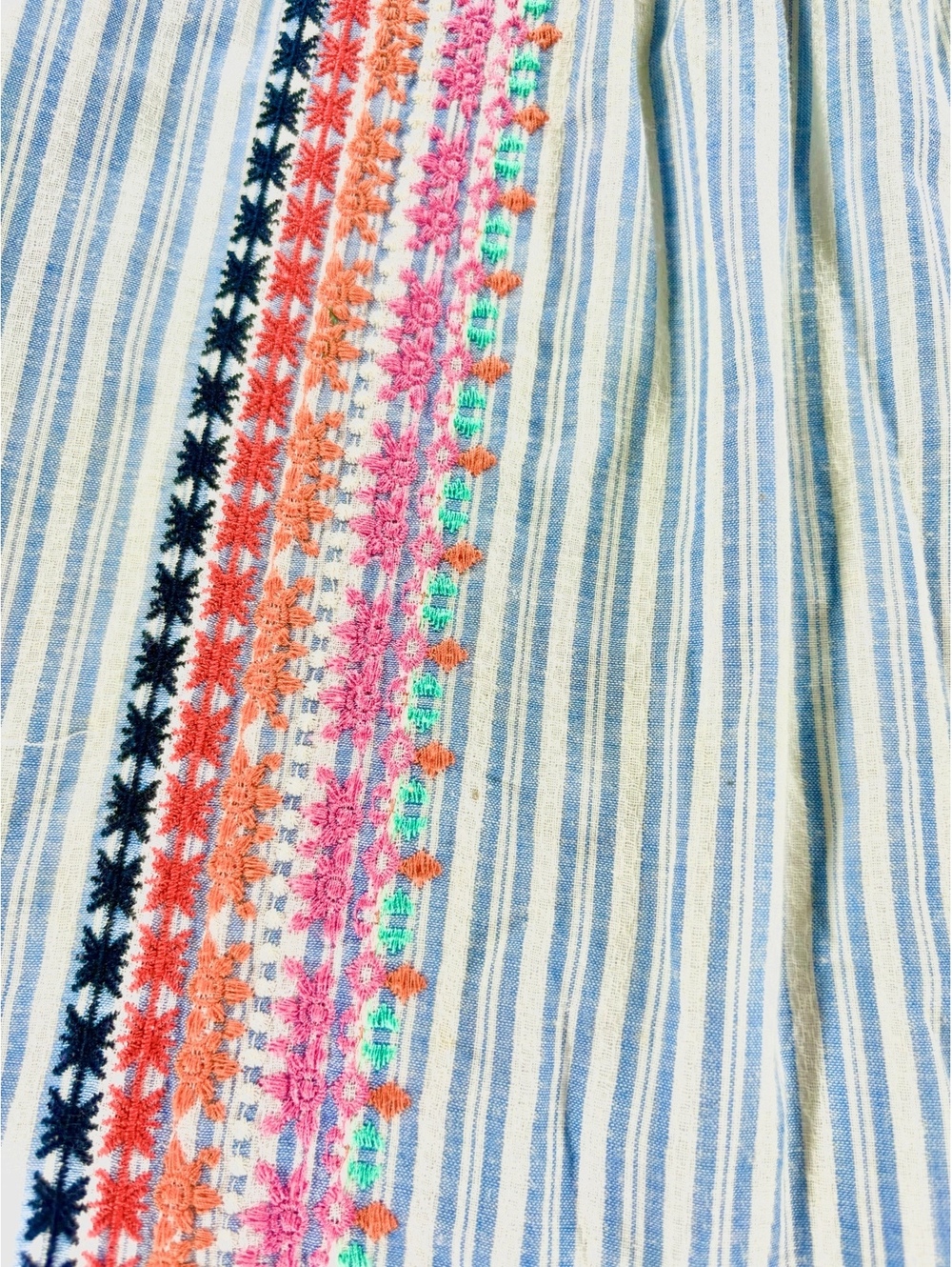 THML Blue White Striped Embroidered Boho Mini Dress Size XS - Picture 7 of 8